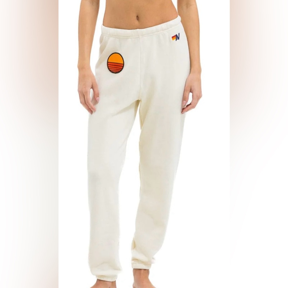 Aviator Nation Sunset Patch Sweatpants in Vintage White